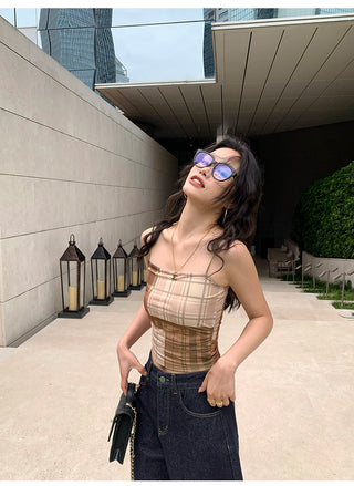 Plaid Mesh Camisole