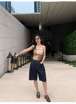 Plaid Mesh Camisole