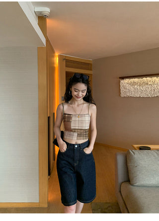 Plaid Mesh Camisole