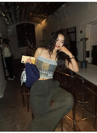 Plaid Mesh Camisole