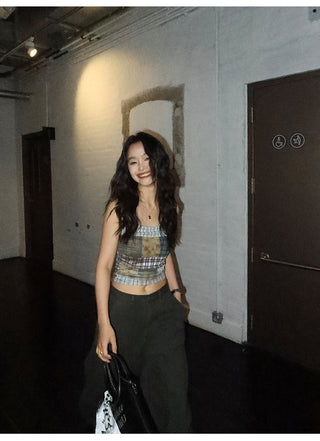 Plaid Mesh Camisole
