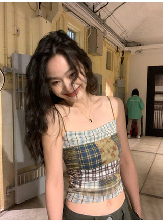 Plaid Mesh Camisole