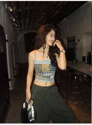 Plaid Mesh Camisole