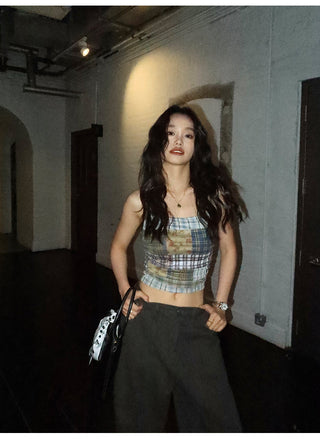 Plaid Mesh Camisole