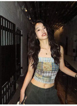 Plaid Mesh Camisole