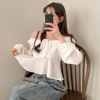 Square Collar Ruffled Shirt