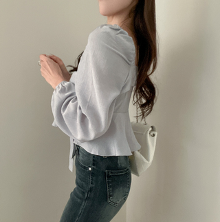 Square Collar Ruffled Shirt
