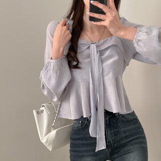 Square Collar Ruffled Shirt