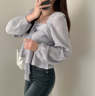 Square Collar Ruffled Shirt