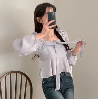 Square Collar Ruffled Shirt