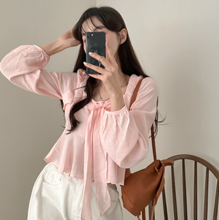 Square Collar Ruffled Shirt