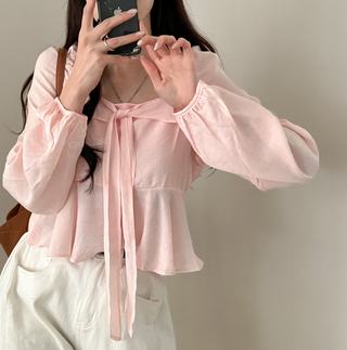 Square Collar Ruffled Shirt