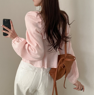 Square Collar Ruffled Shirt