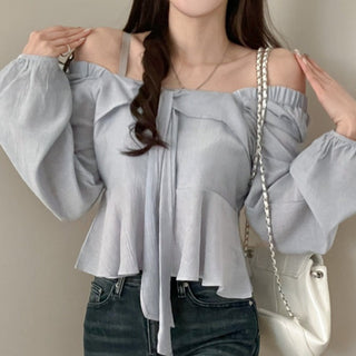 Square Collar Ruffled Shirt