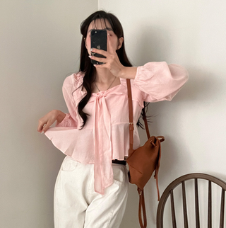 Square Collar Ruffled Shirt