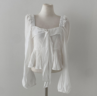 Square Collar Ruffled Shirt