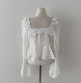 Square Collar Ruffled Shirt