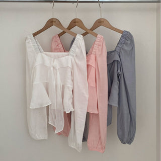 Square Collar Ruffled Shirt