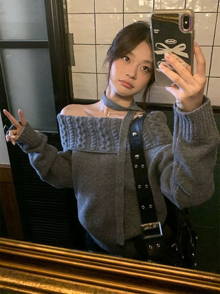 Off-Shoulder Lazy Sweater