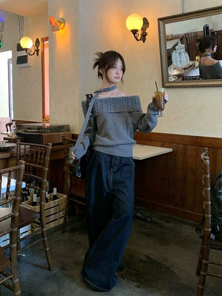 Off-Shoulder Lazy Sweater