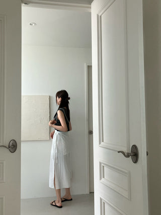 Wrap Apron Slit Skirt