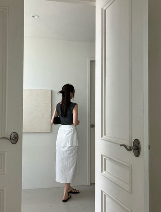 Wrap Apron Slit Skirt