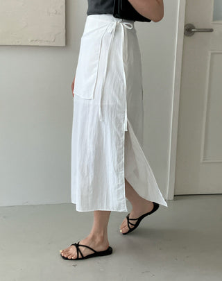Wrap Apron Slit Skirt
