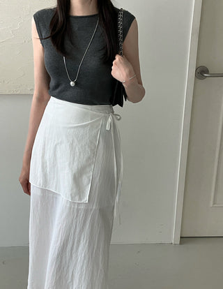 Wrap Apron Slit Skirt