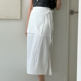 Wrap Apron Slit Skirt