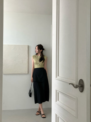 Wrap Apron Slit Skirt
