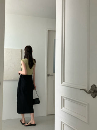 Wrap Apron Slit Skirt
