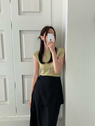 Wrap Apron Slit Skirt