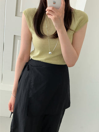 Wrap Apron Slit Skirt