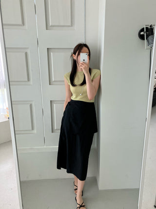 Wrap Apron Slit Skirt