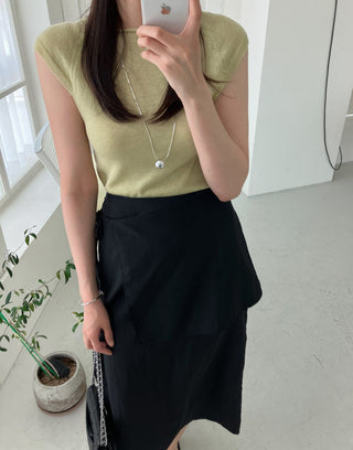 Wrap Apron Slit Skirt
