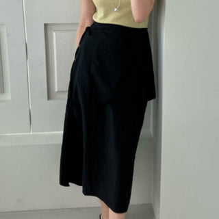 Wrap Apron Slit Skirt