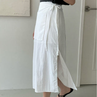 Wrap Apron Slit Skirt