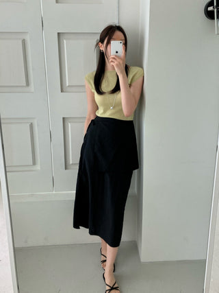 Wrap Apron Slit Skirt