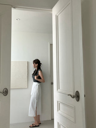 Wrap Apron Slit Skirt