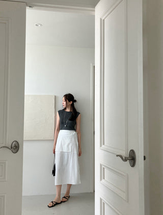 Wrap Apron Slit Skirt