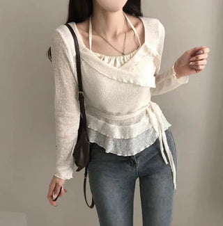 Strap Fake Two-Piece Knit