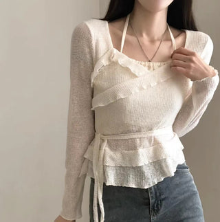 Strap Fake Two-Piece Knit