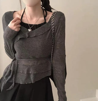 Strap Fake Two-Piece Knit
