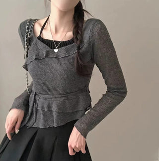 Strap Fake Two-Piece Knit
