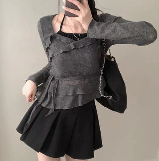 Strap Fake Two-Piece Knit