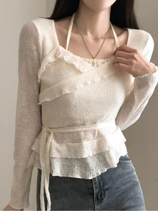 Strap Fake Two-Piece Knit