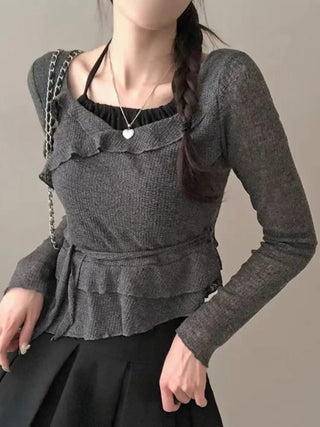 Strap Fake Two-Piece Knit