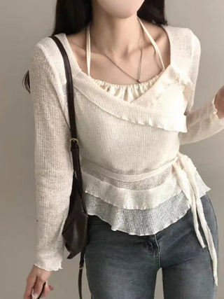 Strap Fake Two-Piece Knit