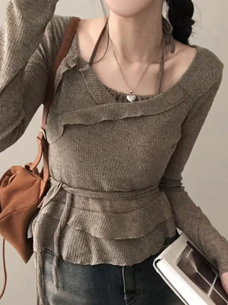 Strap Fake Two-Piece Knit