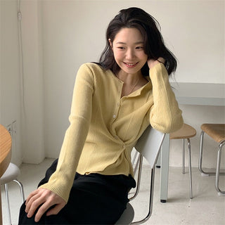 Cream Yellow Slim Sweater